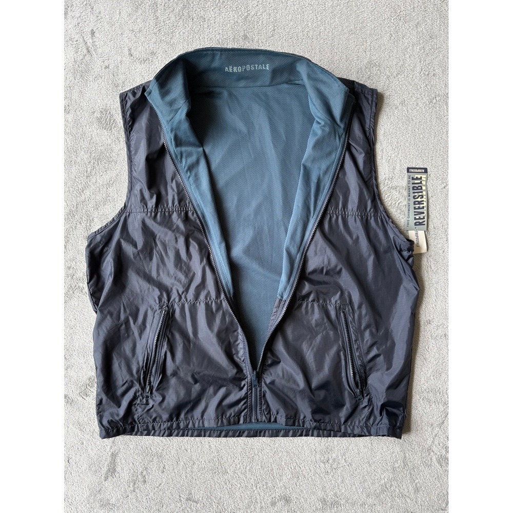 Vintage Y2K Aeropostale Reversible Vest XL Blue Mesh Ripstop Gorpcore NWT NOS